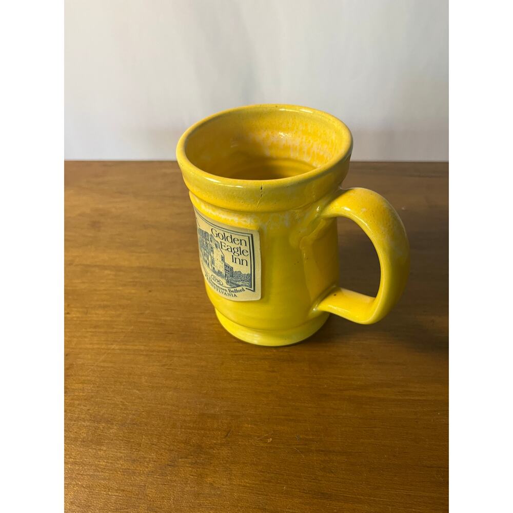 Deneen Pottery Golden Eagle Inn Bedford PA Yellow Handmade Stoneware Mug 2020 - Picture 2 of 8